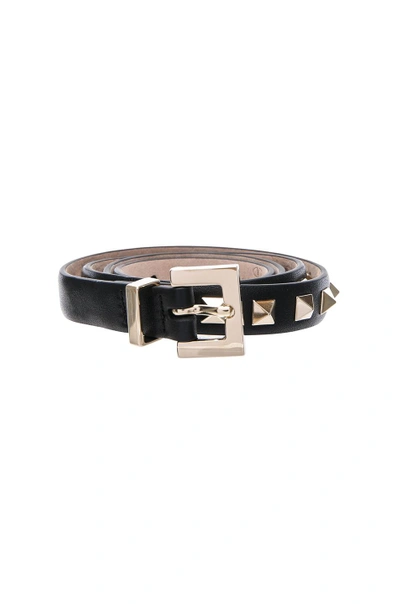 Shop Valentino Rockstud Leather Belt In Black
