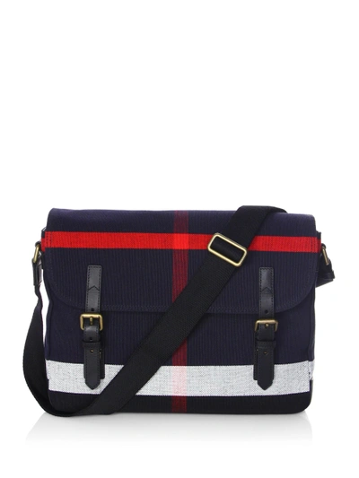 Burberry Plaid Messenger Bag In Black