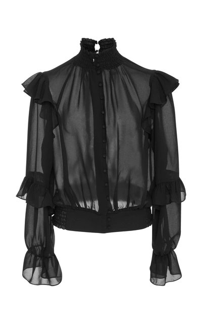 Frame Ruffled Chiffon Blouse | ModeSens