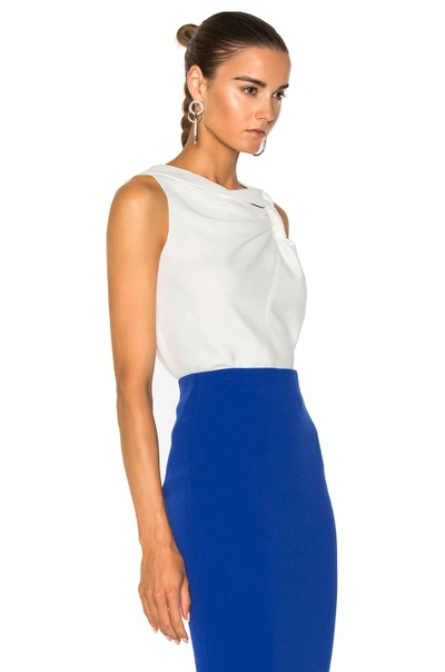 Shop Victoria Beckham Fluid Cady Sleeveless Knotted Top In White
