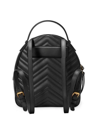Shop Gucci Black Leather Gg Marmont Backpack