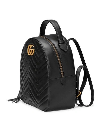 Shop Gucci Black Leather Gg Marmont Backpack