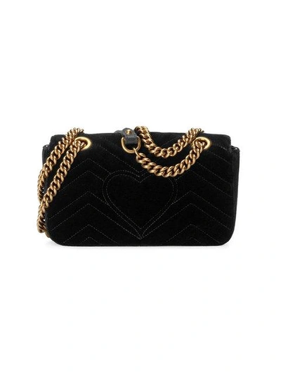 Shop Gucci Mini Gg Marmont Shoulder Bag - Black