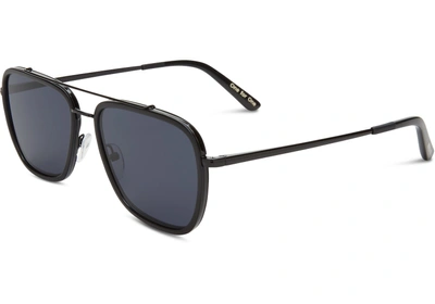 Toms Irwin Shiny Black Sunglasses With Black Diamond Mirror Lens