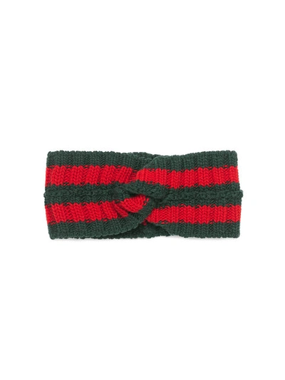Shop Gucci Wool Web Headband In Green