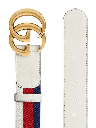 Shop Gucci Sylvie Web Belt With Double G Buckle In White