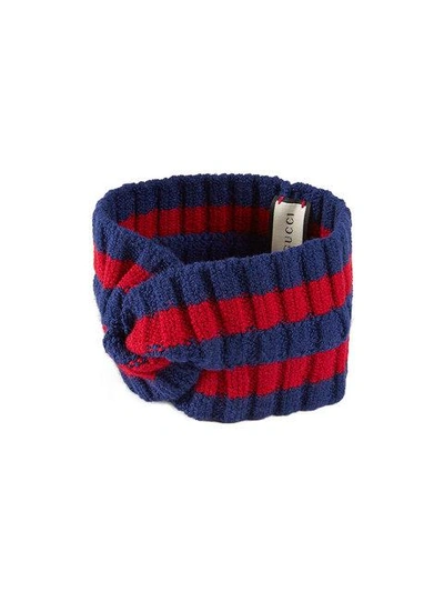 Shop Gucci Wool Web Headband - Blue