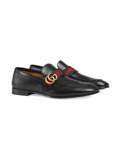 Shop Gucci Gg Web Loafers In Black