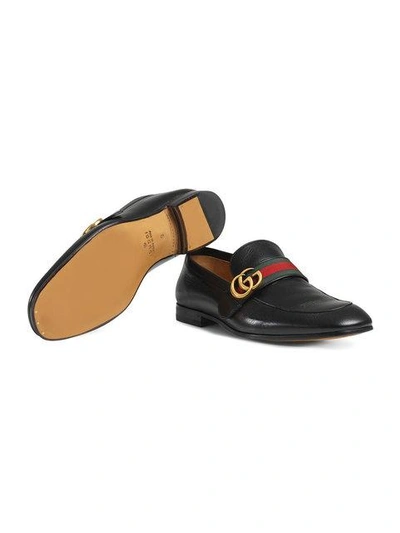 Shop Gucci Gg Web Loafers In Black