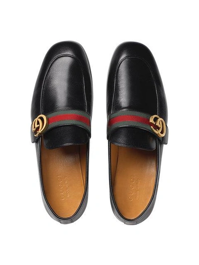 Shop Gucci Gg Web Loafers In Black