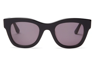 Toms Chelsea Black Grey Grain Sunglasses With Smoke Grey Lens