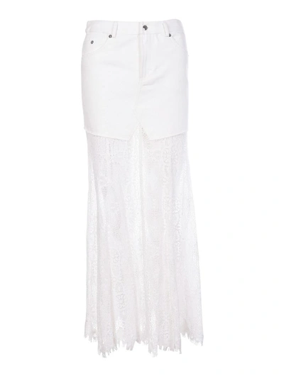 Mcq By Alexander Mcqueen Mcq Alexander Mcqueen  Lace Hem Denim Skirt In White