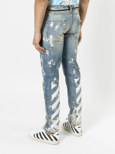 Shop Off-white 5 Pockets Bleached Jeans