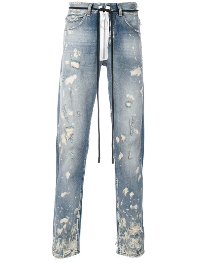 Shop Off-white 5 Pockets Bleached Jeans