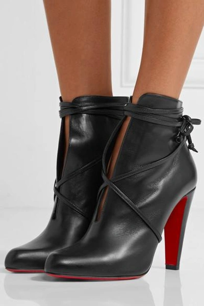 Shop Christian Louboutin S.i.t. Rain 100 Leather Ankle Boots In Black
