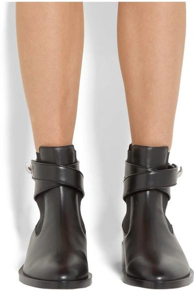 Shop Givenchy Shark Lock Leather Ankle Boots In Black