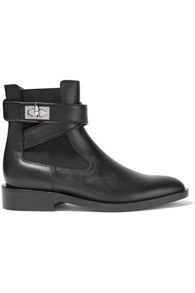 Shop Givenchy Shark Lock Leather Ankle Boots In Black