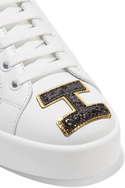 Shop Dolce & Gabbana Logo-appliquéd Leather Sneakers