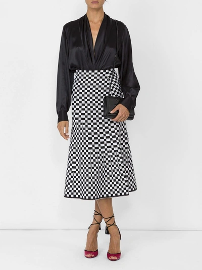 Shop Alexander Wang Below Knee Checkerboard Skirt