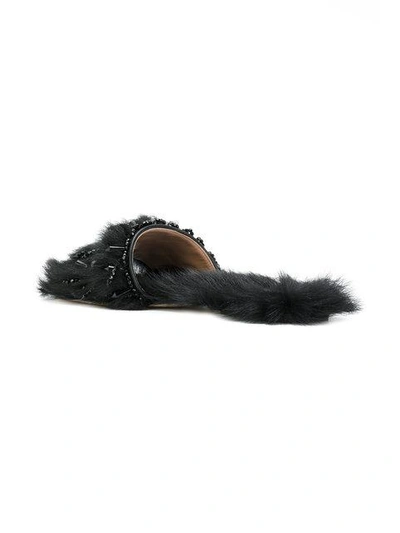 Shop Alberta Ferretti Fur Detail Sandals  In Black