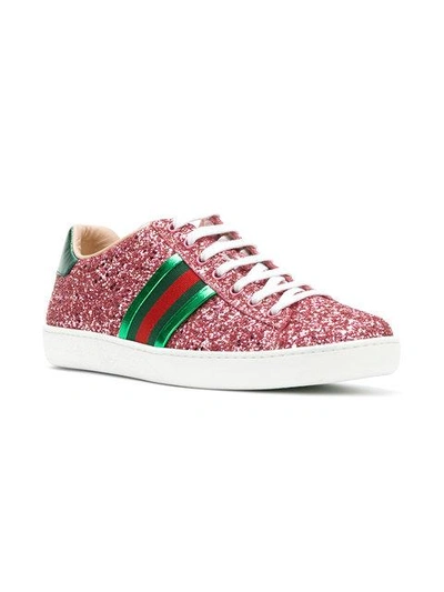 Gucci Glitter New Ace Sneakers, Pink, It 35 | ModeSens