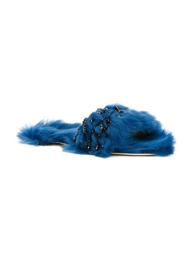 Shop Alberta Ferretti Fur Detail Slippers