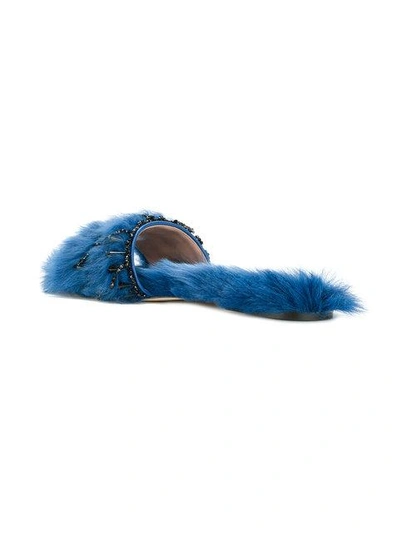 Shop Alberta Ferretti Fur Detail Slippers