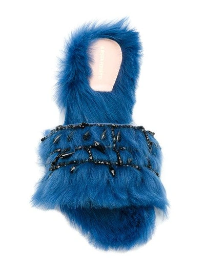 Shop Alberta Ferretti Fur Detail Slippers