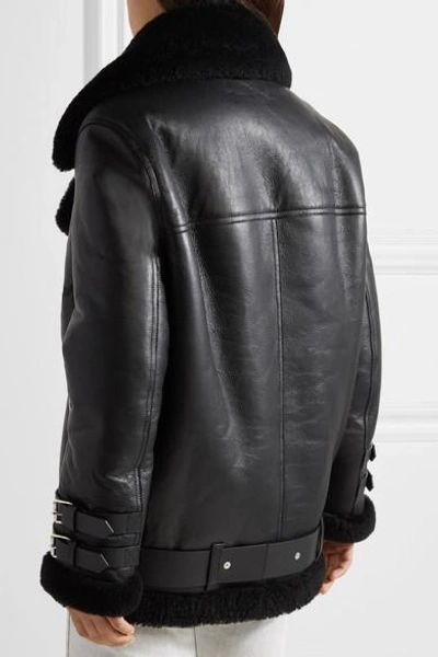 Shop Acne Studios Velocite Shearling-trimmed Leather Biker Jacket