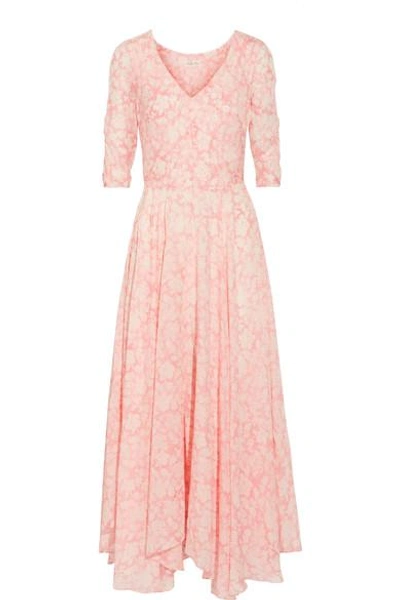 Shop Loveshackfancy Larissa Floral-print Cotton And Silk-blend Maxi Dress In Baby Pink