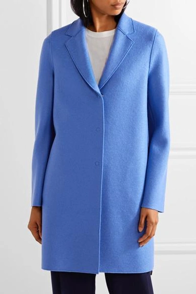Shop Harris Wharf London Cocoon Wool-felt Coat In Blue
