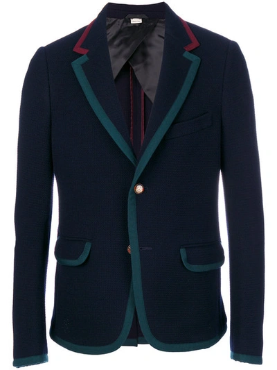 Gucci Cambridge Textured Jersey Jacket In Blue