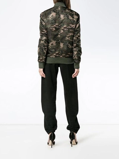 Shop Mr & Mrs Italy Camouflage Fur Hood Bomber Jacket