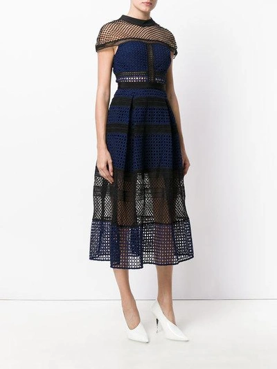 Shop Self-portrait Panelled Lace Dress