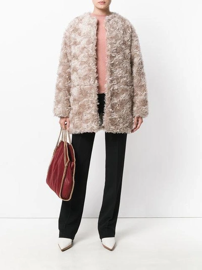 Shop Stella Mccartney Fur Free Fur Jacket In Neutrals
