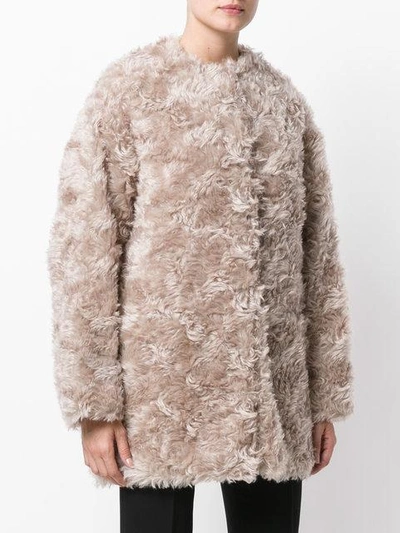 Shop Stella Mccartney Fur Free Fur Jacket In Neutrals
