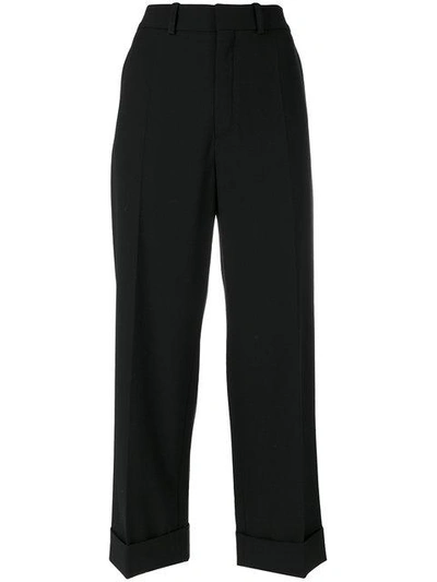 Shop Chloé Turn-up Cropped Trousers - Black