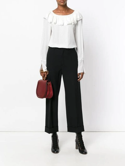 Shop Chloé Turn-up Cropped Trousers - Black