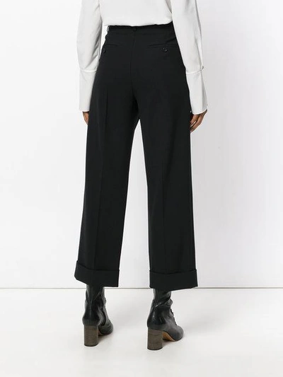 Shop Chloé Turn-up Cropped Trousers - Black