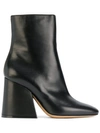 Maison Margiela Square Heel Leather Ankle Boots In Black