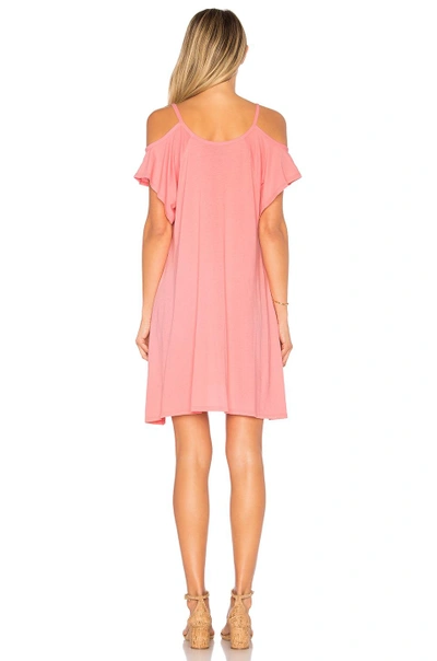 Shop Bobi Light Weight Jersey Cold Shoulder Dress In Pink