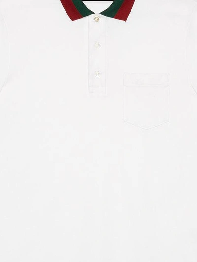 Shop Gucci Cotton Polo With Web Collar In White