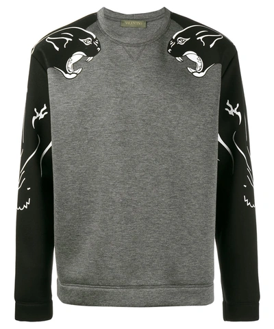 Valentino Men&#39;s  Grey/black Cotton Sweatshirt'