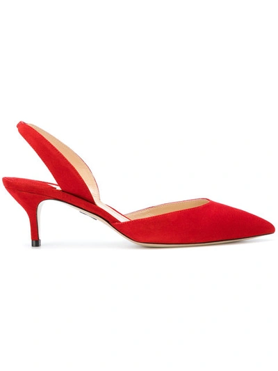 Paul Andrew Rhea Suede Slingback Pumps In Red | ModeSens
