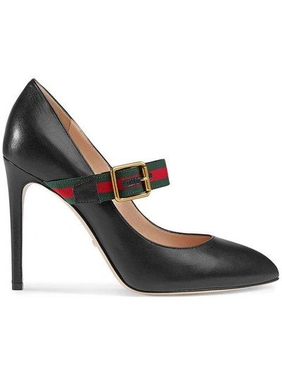 Shop Gucci Sylvie Leather Mid-heel Pumps In Black