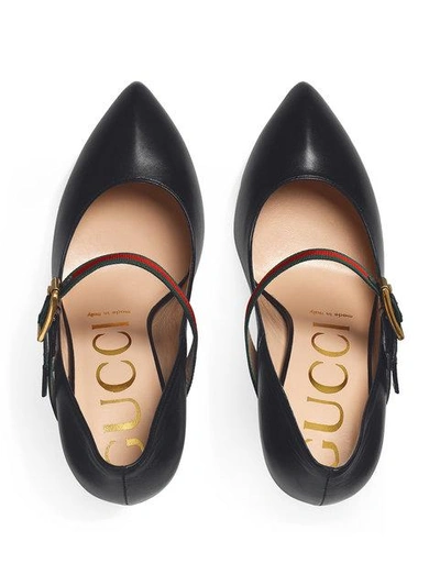 Shop Gucci Sylvie Leather Mid-heel Pumps In Black