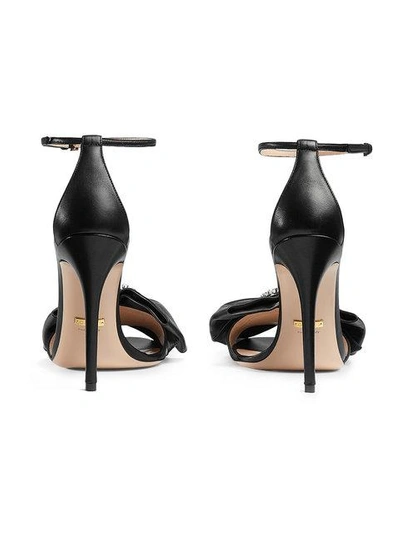 Shop Gucci Black Ilse Bow 115 Leather Sandals
