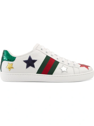 Shop Gucci White Ace Low-top Leather Sneakers