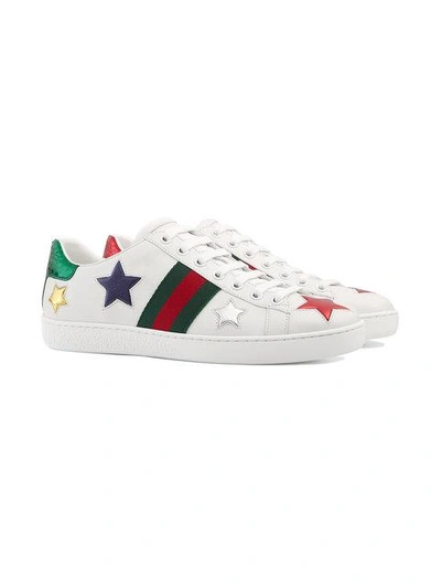 Shop Gucci White Ace Low-top Leather Sneakers