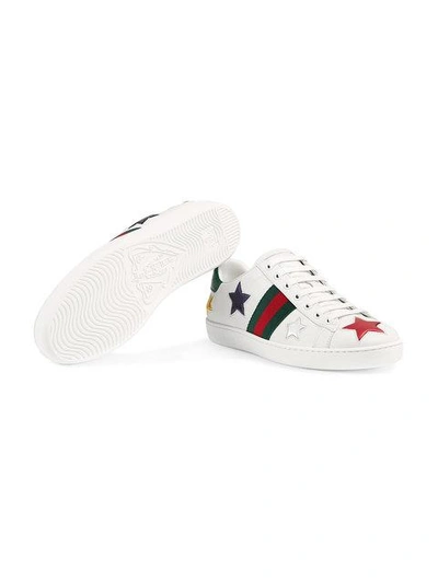 Shop Gucci White Ace Low-top Leather Sneakers